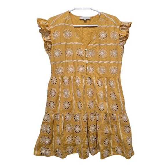 LOFT Yellow Floral Mini Dress - Picture 1 of 8
